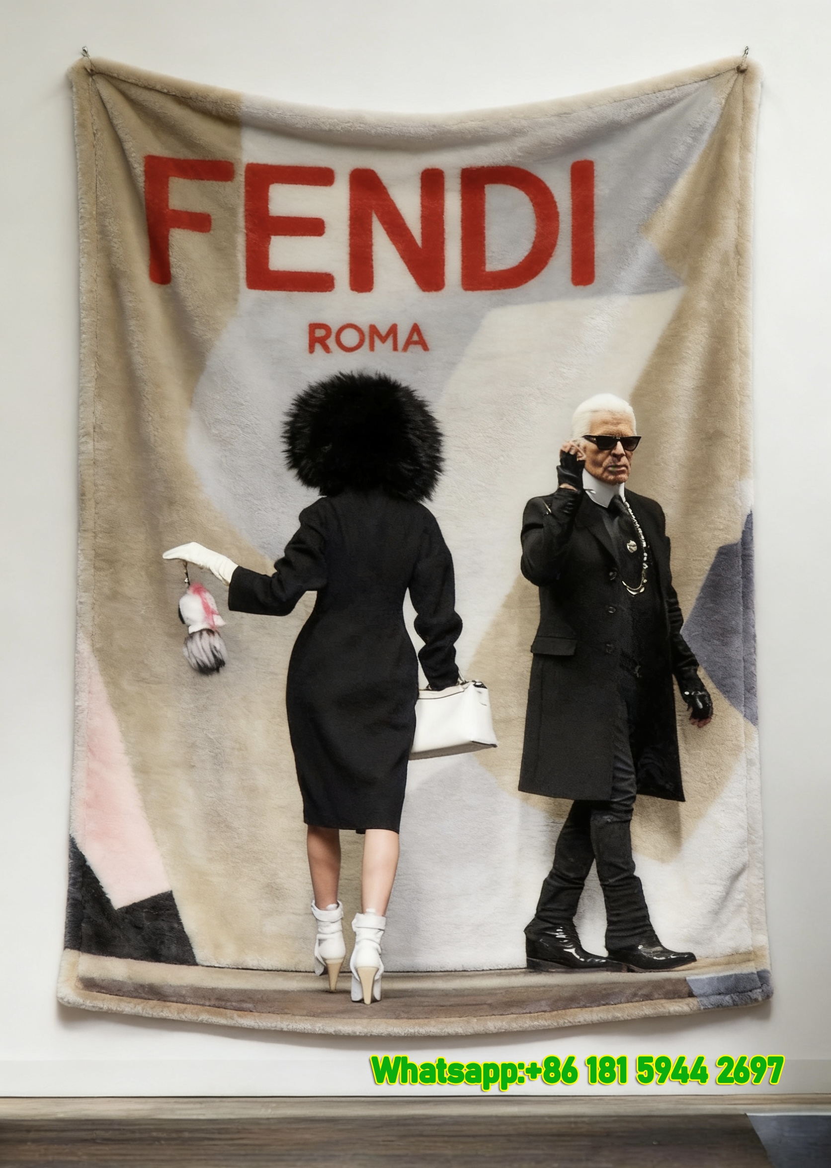 Fendi Roma Runway Fashion Print Flannel Throw Blanket IMG_9555
